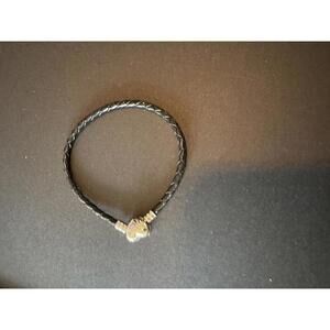 Stylish Black Braided Leather Bracelet with Heart Charm